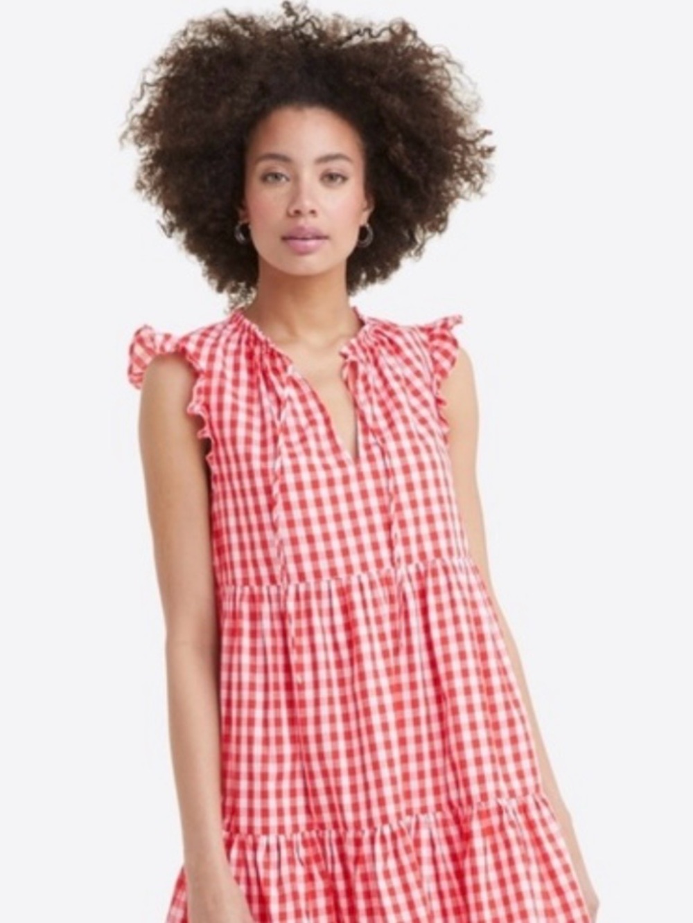 Draper James red and white gingham flutter sleeve sundress